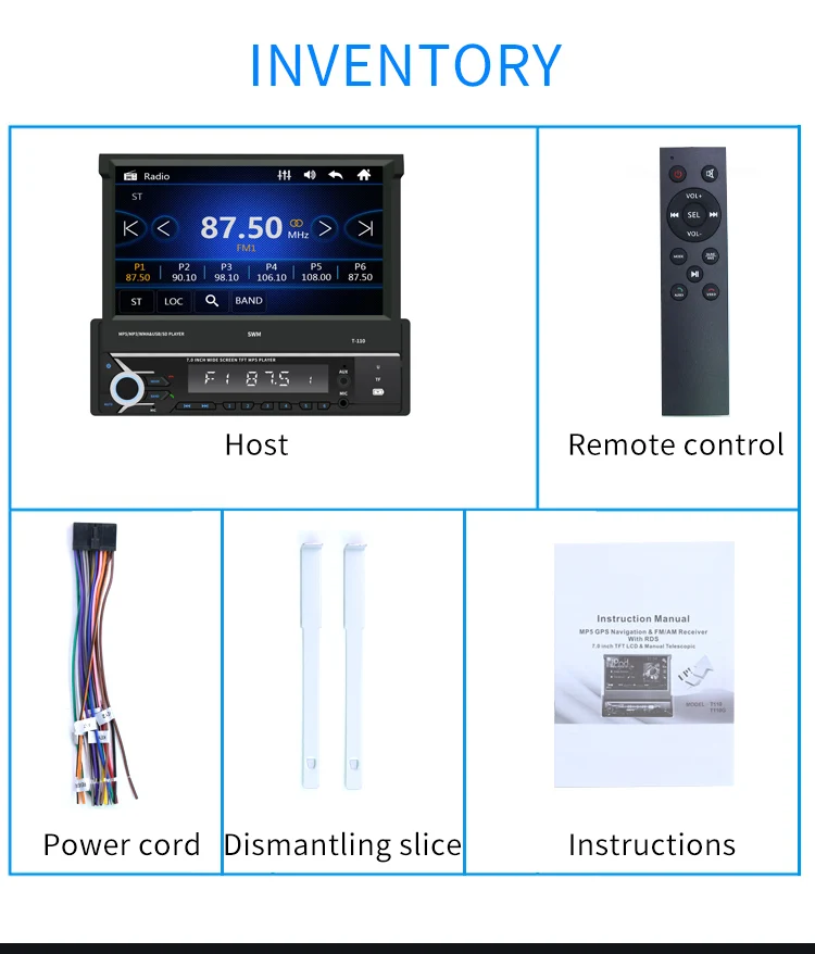 1Din 7 дюймов выдвижной экран AUX USB радио приемник в тире головное устройство Bluetooth автомобильный стерео MP5 плеер