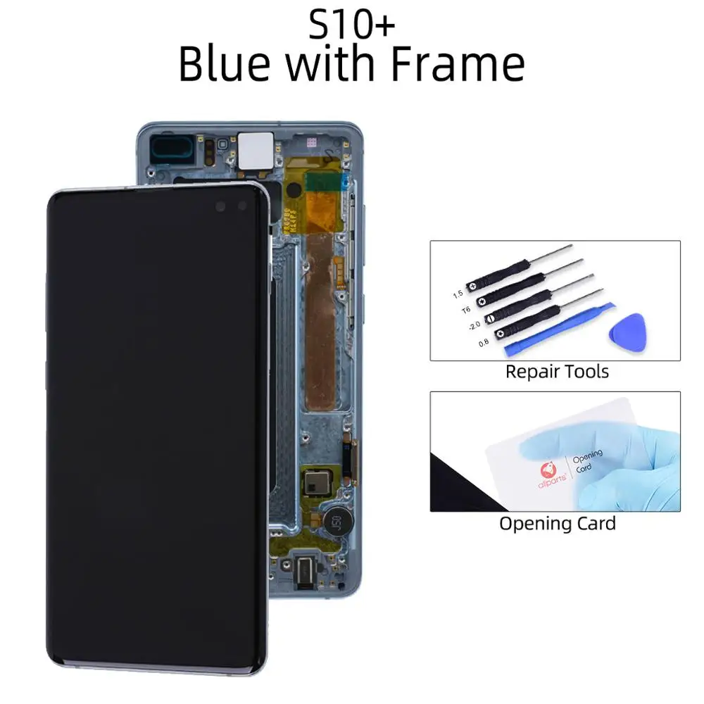 Для samsung S10 lcd дисплей G973F G973 для samsung Galaxy S10 Plus S10+ S10E lcd G975 G975F сенсорный экран дигитайзер - Цвет: S10 Plus Blue Frame