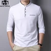 MIACAWOR-Polo de manga larga para hombre, Polo 95% de algodón, cuello mandarín, Color sólido, ajustado, T805 ► Foto 1/6