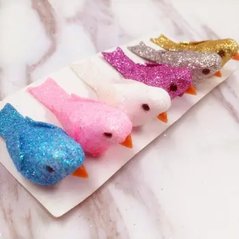 

6 Pcs Artificial Miniature Gold Bubble Decorative Bird Ridiculous Party Supplies DIY Handmade Gift Box Christmas Decorations