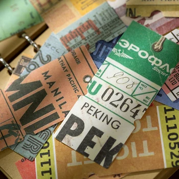 

50 PCS Retro Travel Train Ticket Decoration Post-it Day Plan Sticker Sticker Album DIY Scrapbook Stationery Note