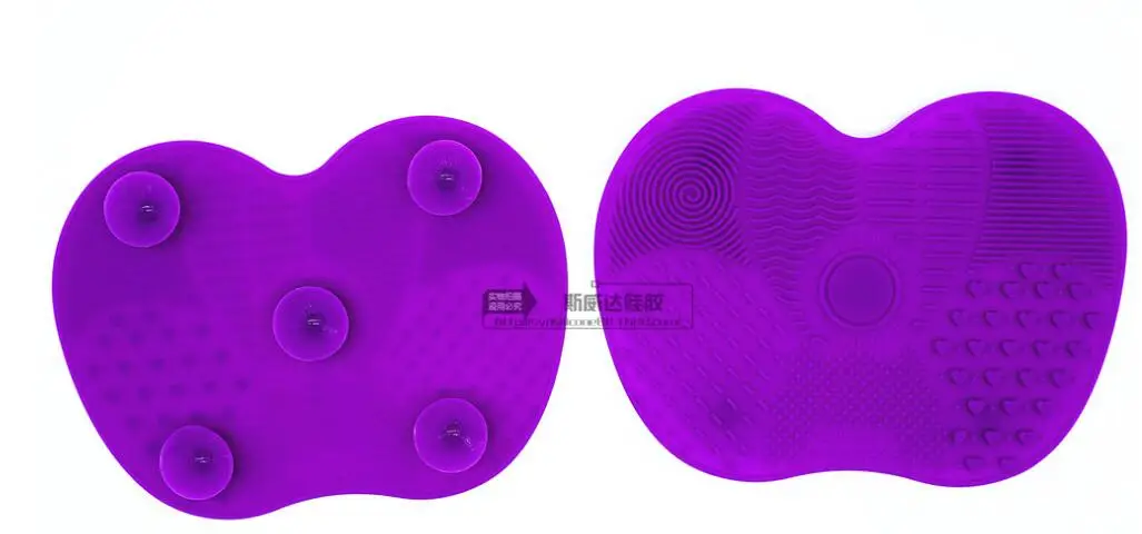 Dark Purple Силиконовая щетка для макияжа, чистящий коврик, Стиральные Инструменты, ручной инструмент, большая подушечка на присоске, скребок для мытья, косметическая щетка для чистки инструмента - Handle Color: Dark Purple