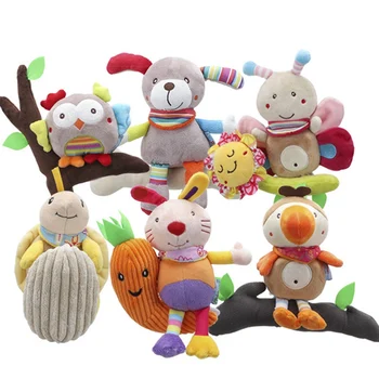 

Cute Cartoon Animals Baby Hanging Bed Safety Seat Plush Toy Hand Bell Multifunctional Plush Toy Stroller Musical Mobile Gifts
