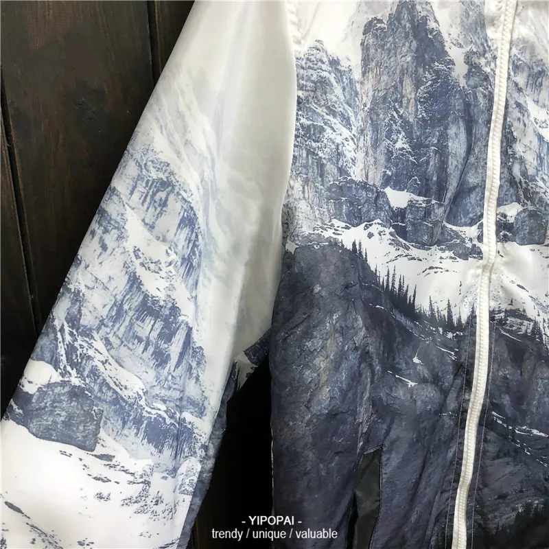 Print Jacket Men Women Windbreaker Jacket Outdoor Hiking Sports Hooded Coat Japan Style Harajuku Youth Fashion Clothes Male