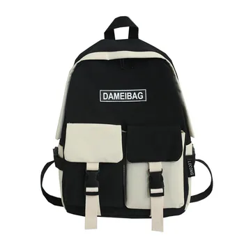 

Student Backpack Women Oxford Panelled Multifunction School Bag for Girls Teen Middle High School Back Pack Preppy Style Casual
