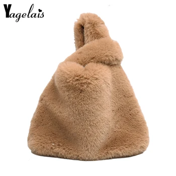 

Autumn and Winter Ladies Plush Bag Fashion Ladies Handbag High Quality Big Pocket Girls Wallet Simple Solid Color Open Pocket