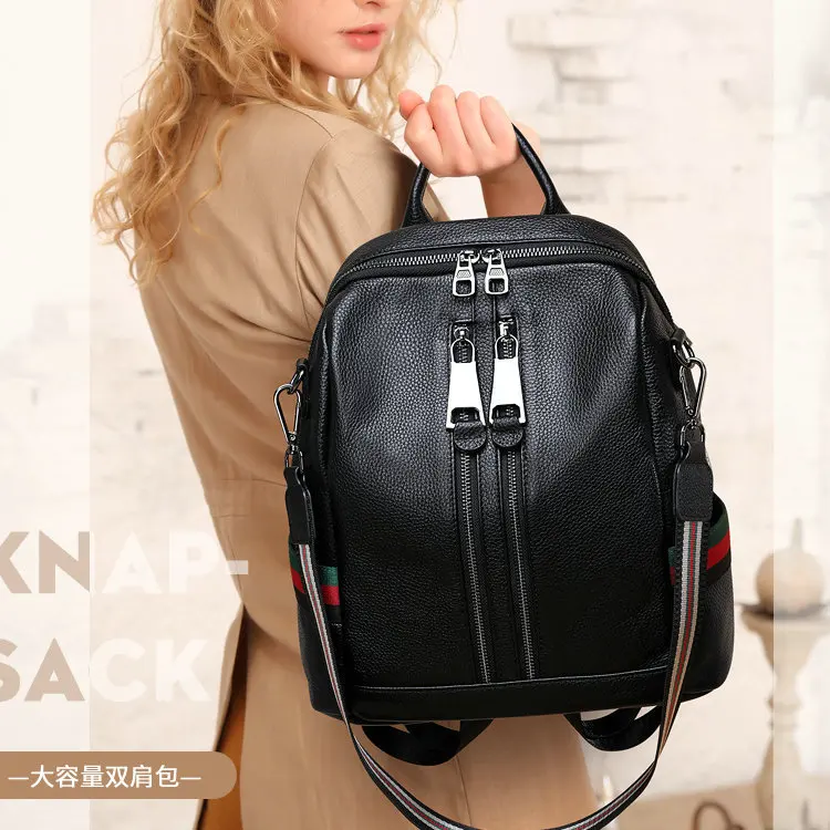 

2019 New Style Europe And America Fashion Leather Backpack Retro Versatile Large Capacity School Bag Casual WOMEN'S Backpack
