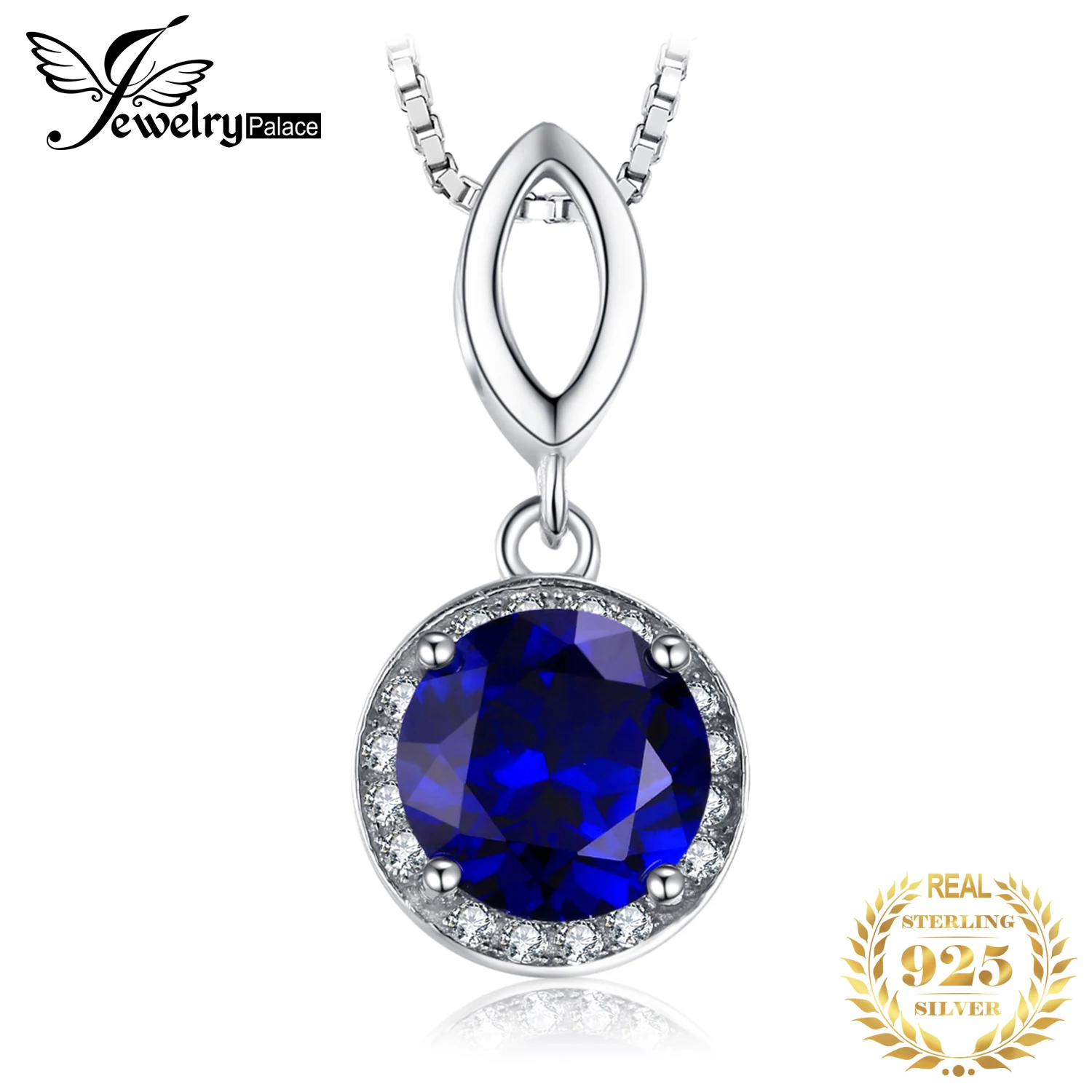 Jewelrypalace круглой огранки 2.5ct создания Сапфир Halo кулон Твердые стерлингового