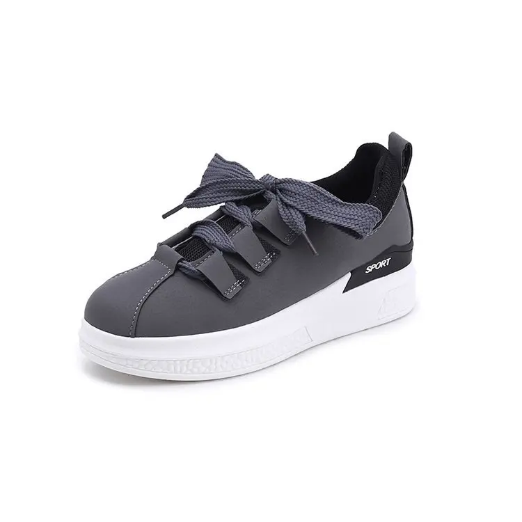 Winter New Style Korean-style Plus Velvet Casual Shoes Korean-style Fashion WOMEN'S Shoes Flat Top Shoes-Style Platform - Цвет: Серый