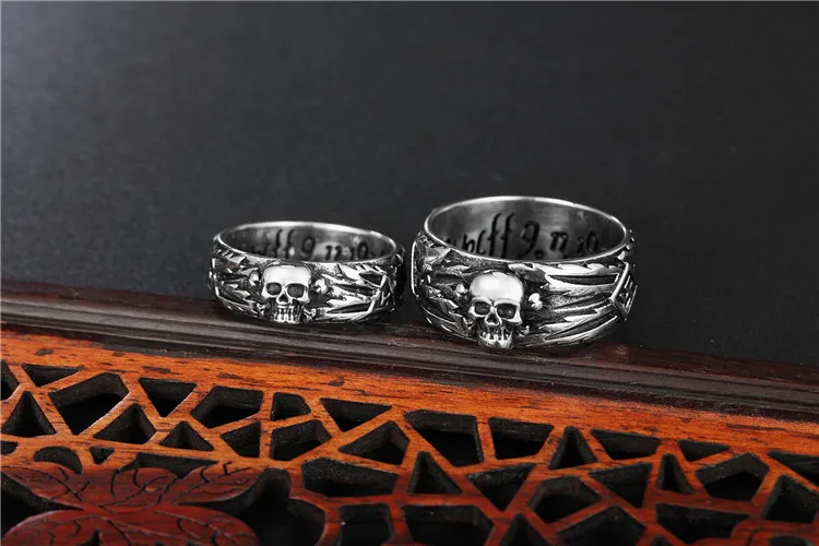 Размер США 6-13 серебряное кольцо для влюбленных из нержавеющей стали Ретро индивидуальное Винтажное кольцо с резным черепом для пары мужчин и женщин ювелирные изделия