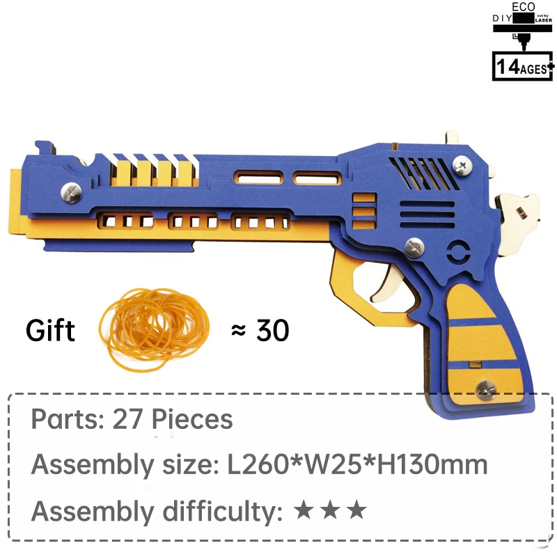 War Wolf Rubber Band Gun 3d Wooden Jigsaw Puzzle Rubber Band Gun Toy