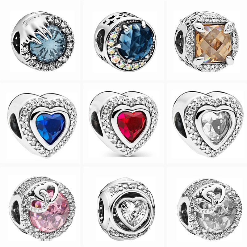 2021 Sparkling Zircon Crown Flower Love Beads Fit Original Pandora Charms Bracelets DIY Top Quality Europe Silver Color Jewelry | Украшения