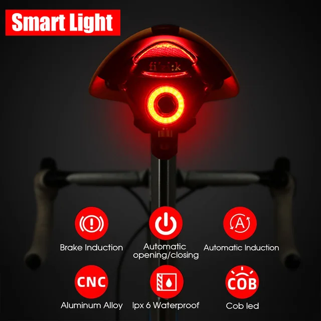 US $5.65 New USB Rechargeable Bicycle Rear Light Smart Auto Brake Sensing Light Cycling LED Tail Light Water