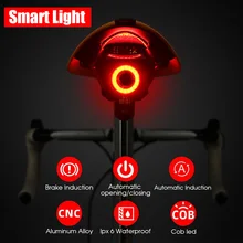 新しい USB 充電式自転車リアライトスマート自動ブレーキ検知光サイクリング LED テールライト防水 MTB ロードバイクバックランプ(China)