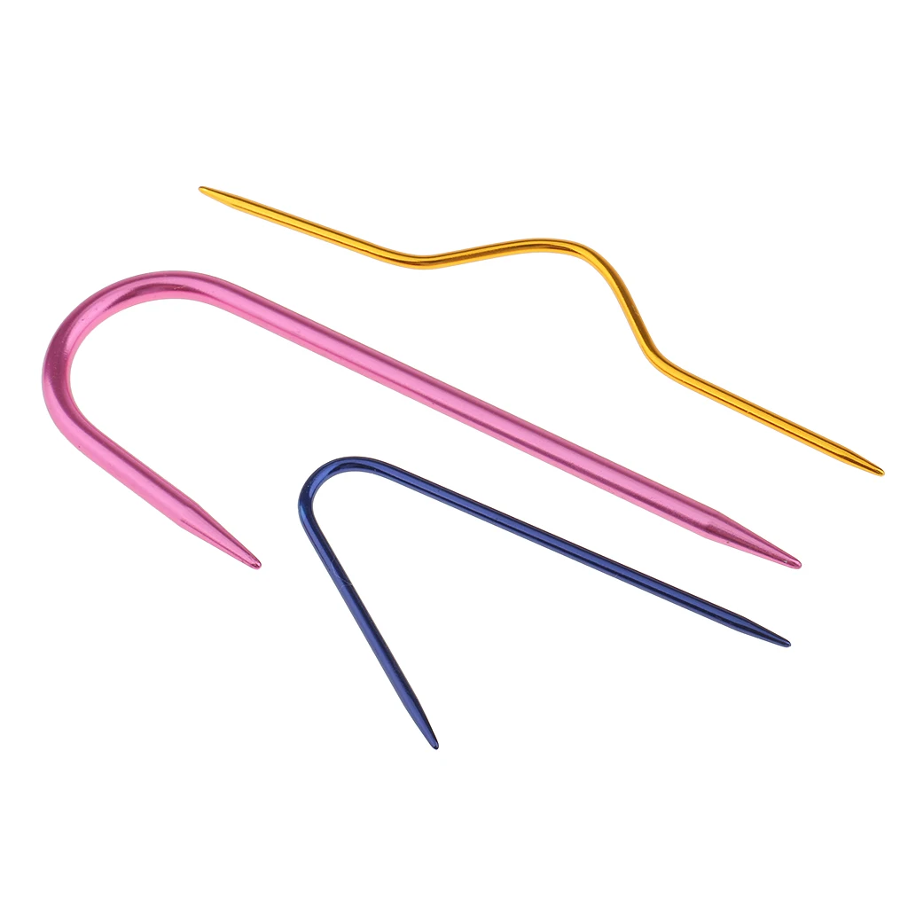 6Pcs Mixed Color Aluminum Cable Needles Stitch Holders Knitting Accessories