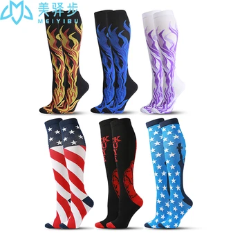 

1000 PAIRS Flame Compression Stockings Leg Pressure Compress Street Wear Style Cool Men Women Flight Nylon FirE