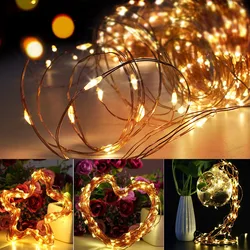 Guirlande lumineuse LED pour noël, 2M, 5M, 10M, 3AA, fonctionnement à piles, décoration d'intérieur et d'extérieur, bande lumineuse féerique 