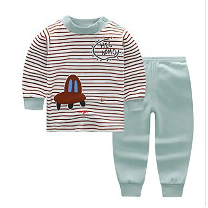 Весенне-осенние детские пижамные комплекты с длинными рукавами и рисунком для маленьких мальчиков и девочек Милая Удобная блуза из хлопка топы+ брюки, пижамы - Color: Gray