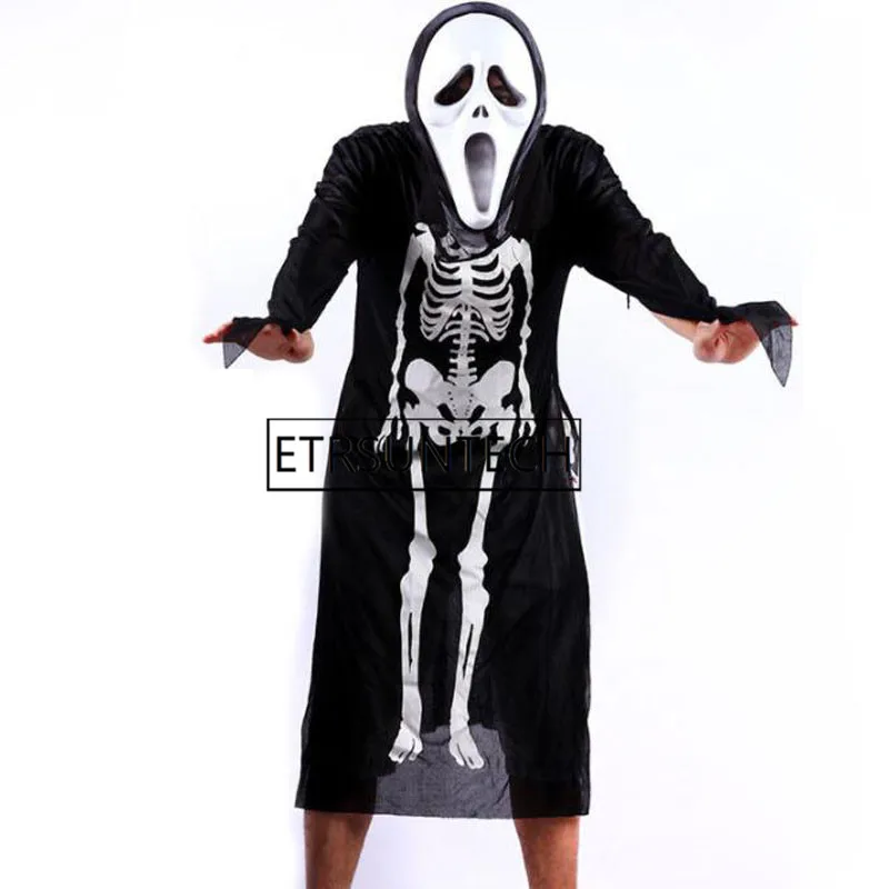 

30pcs Scary Skull Skeleton Ghost Clothes Cosplay Halloween Party Carnival Adult Costume Supplies