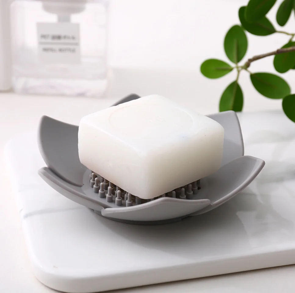 

Flower shape Silica gel Soap Dish Bathroom Draining Soap Box Kitchen Sink Sponge Drainage Soap Box Kitchen Bathroom Accessories