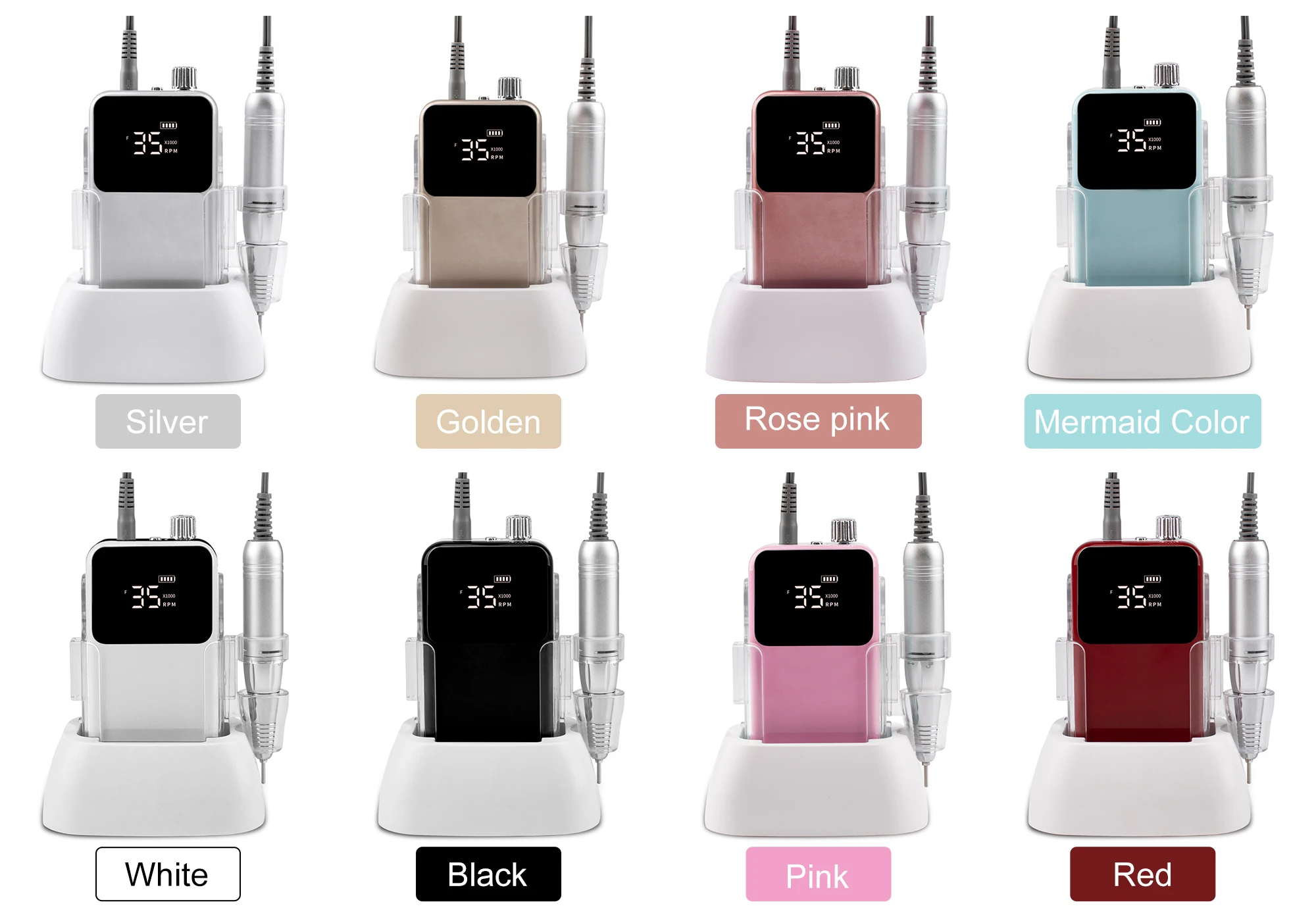 Nail Drill SIMINAIL Rectangle Nail Drill Rechargeable Desktop Base 35000RPM Manicure Electric Machine Nail File Pedicure Cordless Drilling
