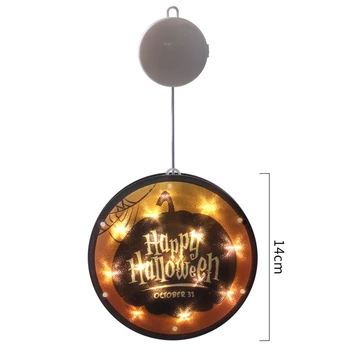 

Happy Halloween Pattern Hanging LED Night Light Battery Powered Lamp for Windows Ornament Bar Home Decor Holiday Lantern