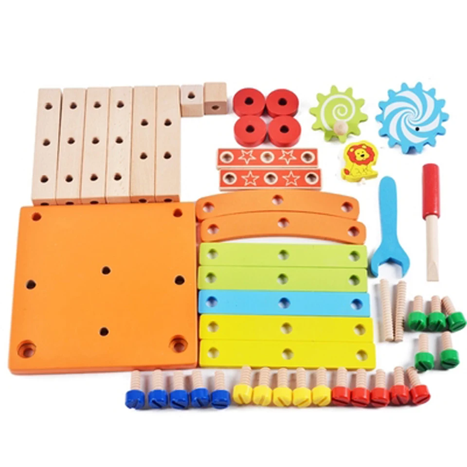 low cost  Montessori Toys Assembling Wooden Chair Toy for Kids Child Educational Learning Toys Intelligent Se