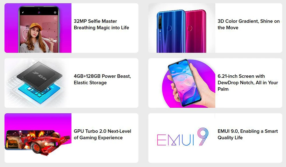 Global Version Honor 20 Lite 4GB 128GB Front 32MP Kirin 710 Octa Core Smartphone  (2)