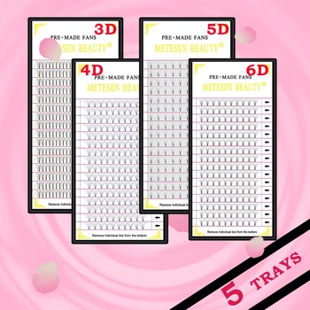 

METESEN BEAUTY 5trays New3D/4D/5D/6D Russian Volume Eyelashes Extension Short Stem Pre made Fans C D curl Mink Eyelashs