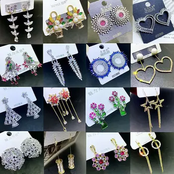 

30 Pairs/lot silver color top quality women earrings jewelry fashion luxury zircon wedding earrings wholesale 200731-96
