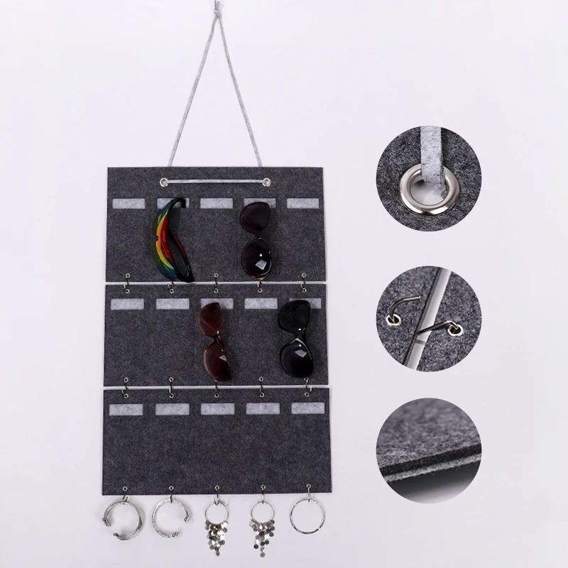 2Pcs Felt Glasses Jewelry Organizer Sunglasses Organizer Storage Hanging Bag Sunglasses Eyeglasses Display Show Holder Eyewear H