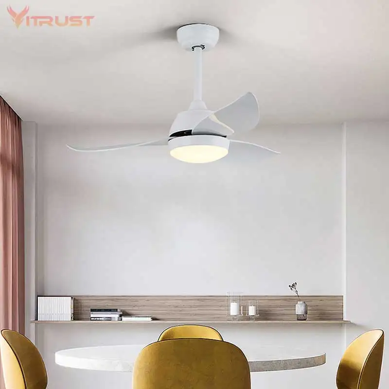 Ventilador de techo con luz y mando a distancia para comedor, lámpara de  36/46 pulgadas, color blanco y negro, estilo nórdico, creativo - AliExpress