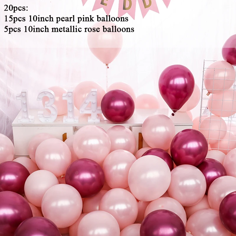 20 шт жемчужно-розовые шары набор конфетти шары хром металлик Globos День рождения Свадебные украшения баллон гелия - Цвет: 4