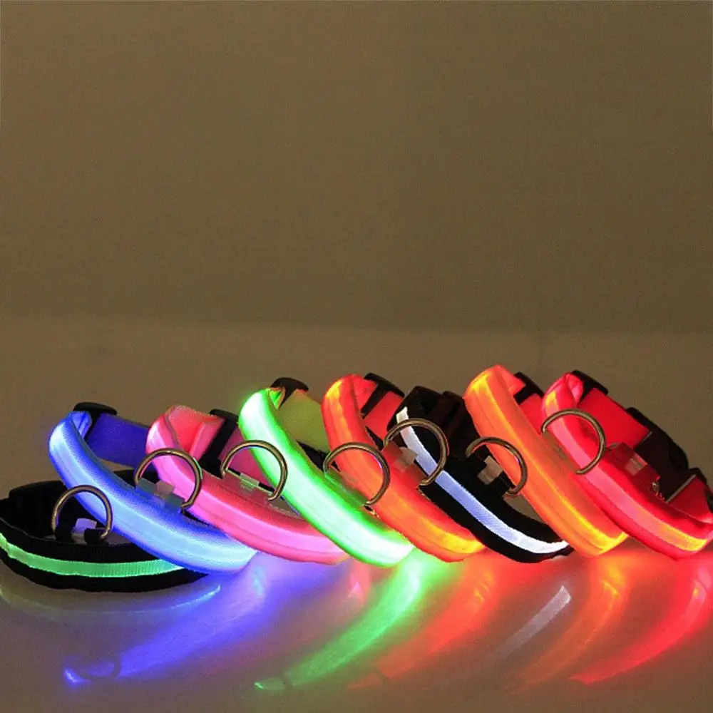 

Cool LED Pet Dog Collar Night Safety Flashing Glow In The Dark Dog Leash Dogs Luminous Fluorescent Collars Pet SuppliesV