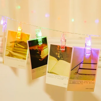 

2.2 M 20 LEDs Holiday Lighting DIY Photo Clip card decorative chain battery operated lighting lamps home for christmas party 1PC