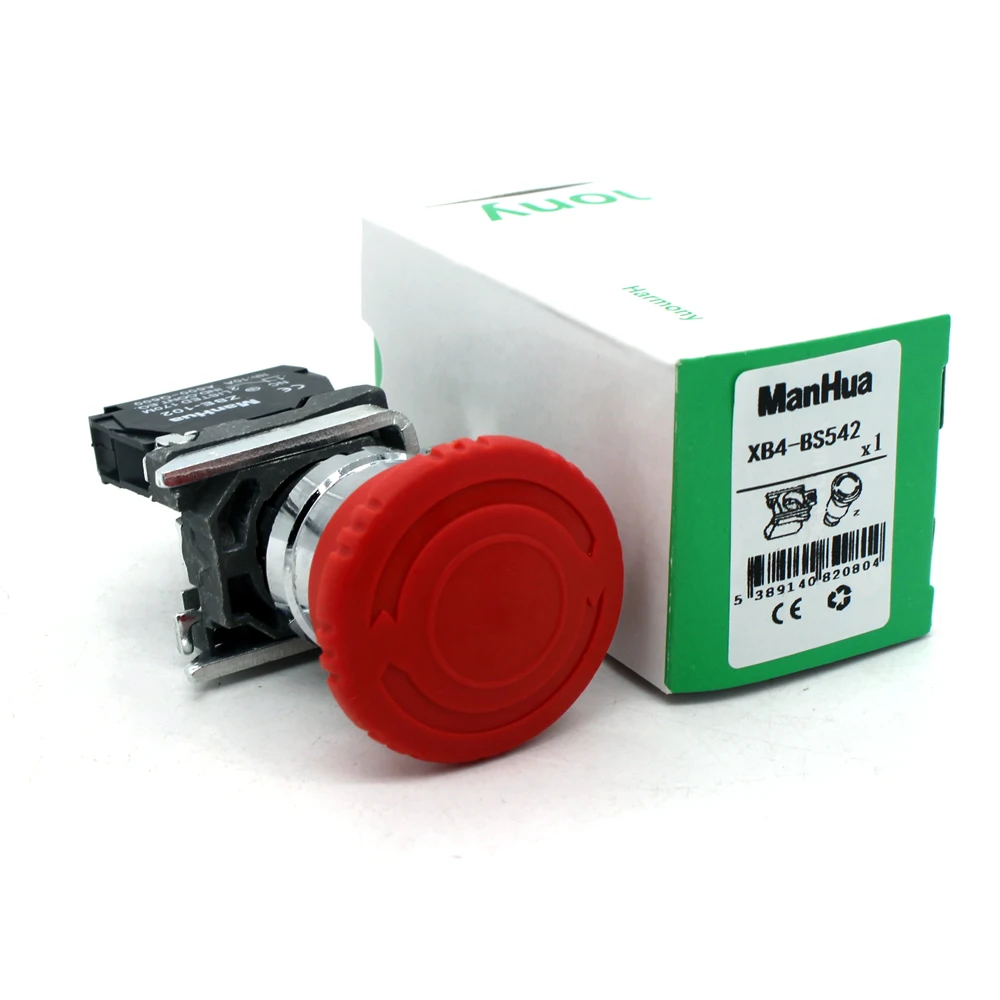 ManHua XB4-BS542 Notfall Stop Push Button Schalter Für Industrielle Steuerung drehen zu release push button schalter