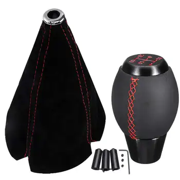 

Universal 5 Speeds Leather Gear Stick Shift Knob Shifter & Gear Shift Knob Shifter Boot Cover For Honda for Civic Si 5 Speeds