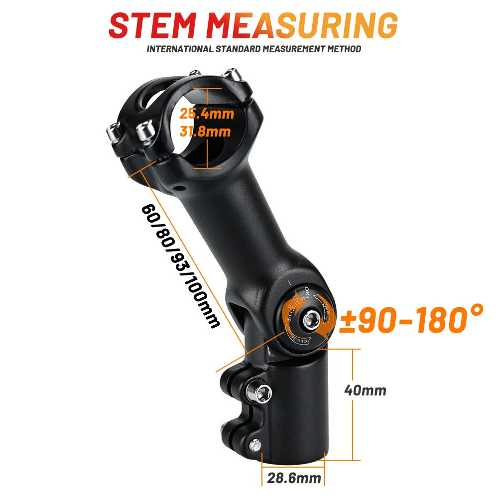 Estensore Manubrio Bicicletta, Supporto in Alluminio, Nero, 20mm, Compatibile con Manubri da 25,4-31,8mm