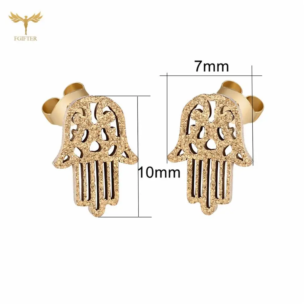 New Women's Earrings Religious Amulet Hand of Fatima Stud Earrings Multicolor Choose Stainless Steel Jewelry Wholesales 3