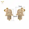 New Women's Earrings Religious Amulet Hand of Fatima Stud Earrings Multicolor Choose Stainless Steel Jewelry Wholesales 3