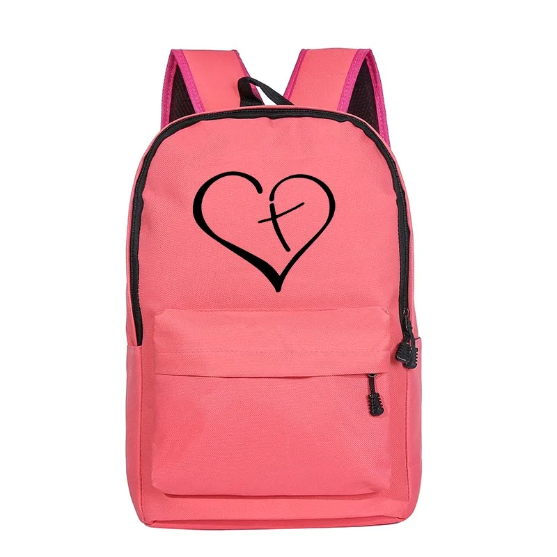 Jesus Cross Love Print Fashion Backpacks Christian Women Travel Backpack Female Shoulder Bags New School Bag for Teenage Girls 