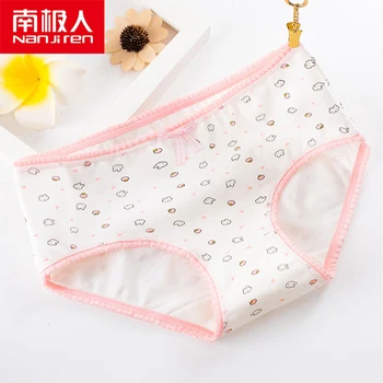 

NANJIREN 5/pcs Women White Briefs Cotton Print Female Underwear Large Size Underwears Panties For Girl Beautiful Teenage Shorts