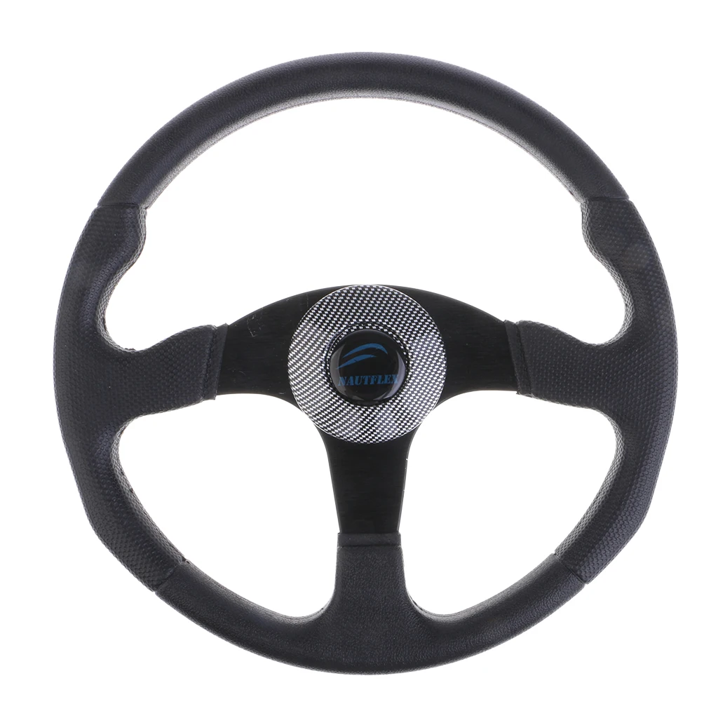 Boat Steering Wheel Aluminum 13.4'' 3/4'' Marine Yacht Sport Wheel & Hub Black
