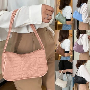 

Crocodile Pattern Women Underarm Bag Vintage Design PU Leather Ladies Small Shoulder Bags Female Tote Purse Handbags