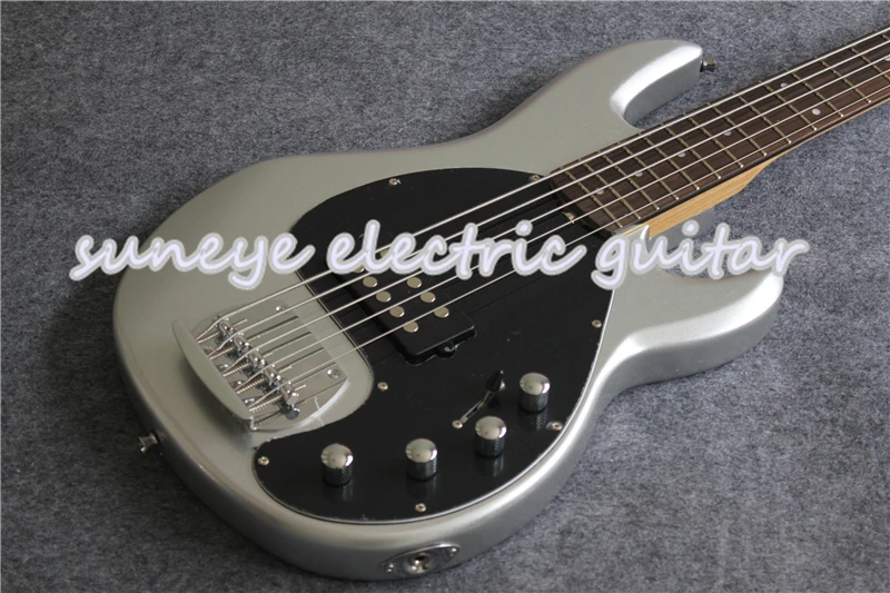 Новое поступление металлическая отделка электрическая бас гитара 5 струн музыка человек морской скат 5 Стиль бас гитара на заказ Гитарный комплект