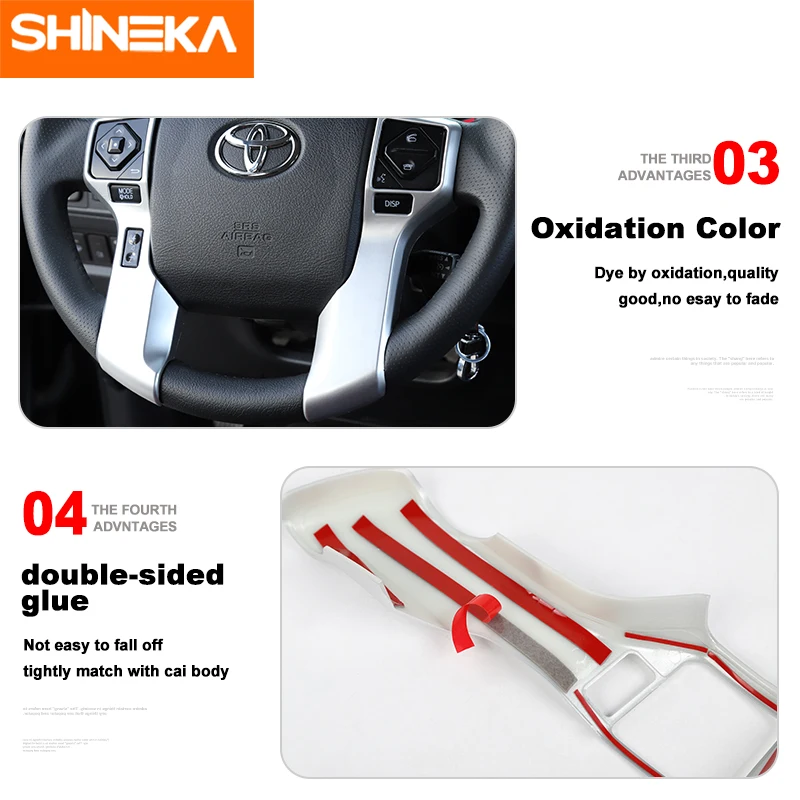 SHINEKA интерьер Молдинги для Toyota 4runner 2010+ рулевого колеса автомобиля украшения крышка наклейки автомобильные аксессуары для Toyota 4runner