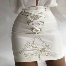 

Women Summer Sexy High Waist Bag Hip Slim Skirt Female Fashion Lace Slimming Soild Color Embroidered Short Streetwear Ropa Mujer