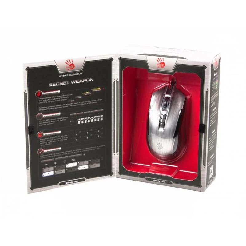 Мышь A4 Bloody P93 Bullet серый оптическая(5000dpi) USB2.0 игровая(8but