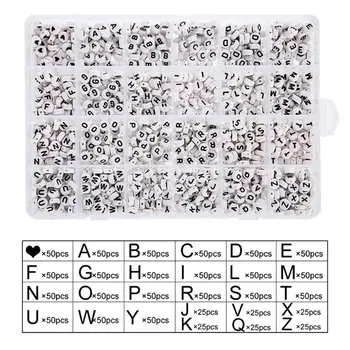 

1200PCS Acrylic Letter Beads White Round Letter Beads Bracelet Jewelry Making
