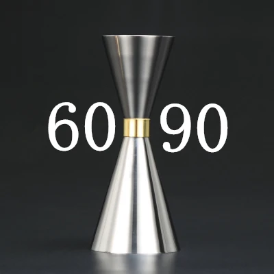 1 шт. тонкий двойной мерный стаканчик из нержавеющей стали для коктейлей, мерный стаканчик для ликера, мерная чашка для мартини, измерительный инструмент, бар - Цвет: Silver 60x90ml